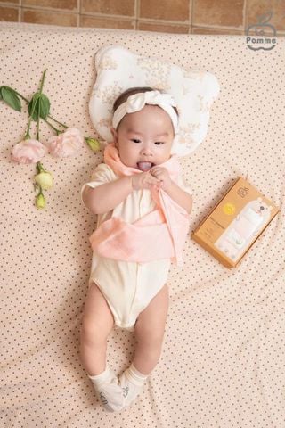  K001 Set 5 Khăn sữa sợi tre lụa La Pomme phối màu (30x30cm) - Yêu con trọn 4 mùa 