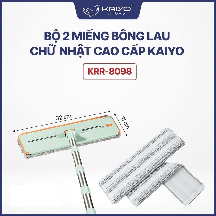Bộ 2 miếng bông lau chữ nhật Kaiyo KRR-8098 thay thế cho bộ lau nhà KMP-8074 / KMP-8081
