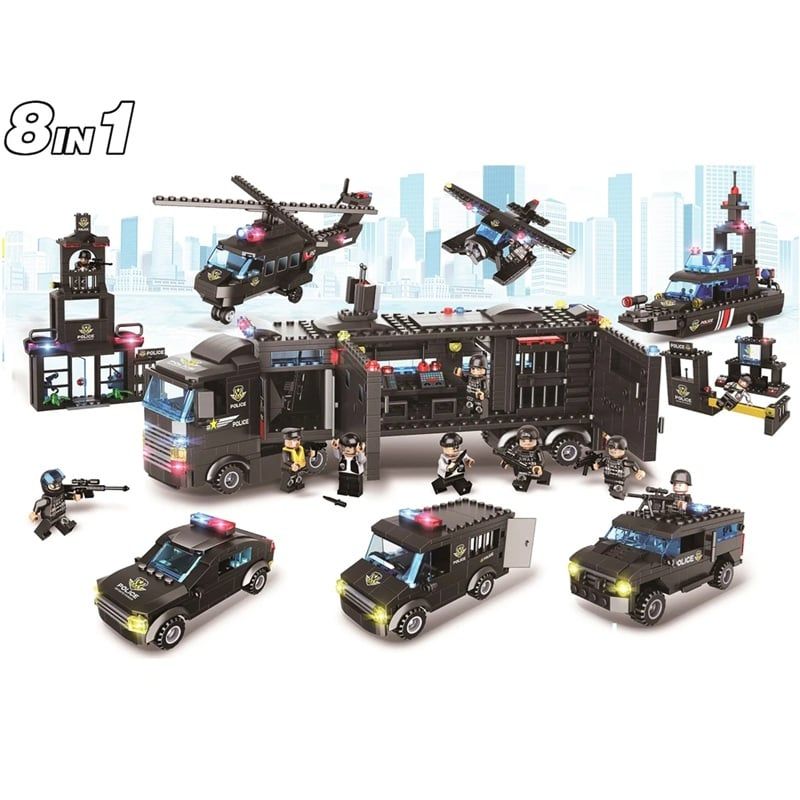 Bộ đồ chơi lắp ráp lego 8in1 City S.W.A.T LX LXA323 1102 mảnh