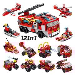 Bộ lắp ráp lego Panlos Brick 12 trong 1 - Mô hình City Fire Bridage 633016 561 mảnh ghép