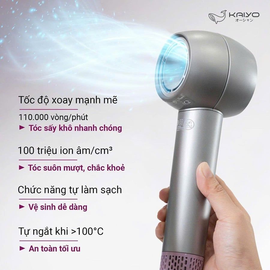 Máy sấy tóc ion âm tốc độ cao Kaiyo KHD-412 - Công suất 1400W