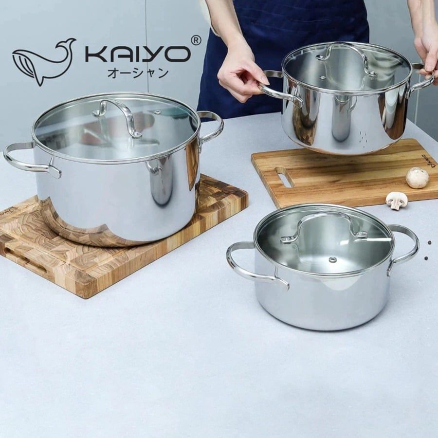 Nồi inox 304 đáy từ 3 lớp liền khối Classic Pro Kaiyo KIC-6834 18cm / KIC-6841 20cm / KIC-6858 24cm