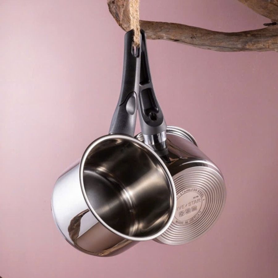 Quánh Inox 304 đáy từ 3 lớp nắp kính cao cấp Five Star Plus 14cm