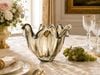 Bình hoa thủy tinh Murano trắng thủ công Ý màu xám khói