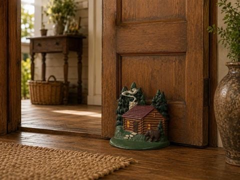  CHẶN CỬA SẮT ĐÚC CỔ ĐIỂN – MÔ HÌNH NGÔI NHÀ GỖ 