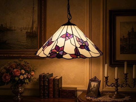  ĐÈN THẢ TIFFANY HÀN QUỐC – VŨ ĐIỆU ÁNH SÁNG VÀ SẮC HOA TÍM 