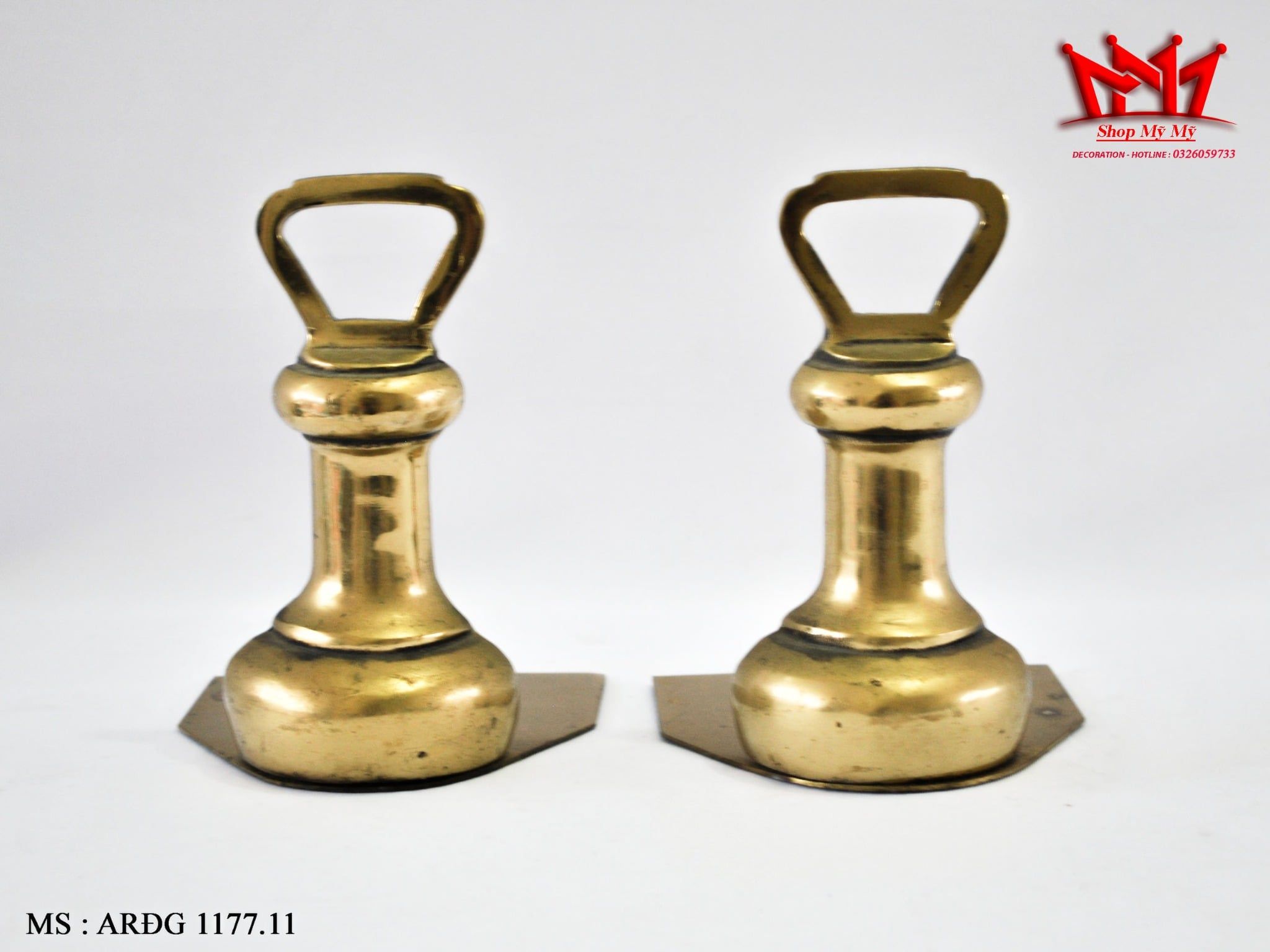 CẶP CHẶN SÁCH ĐỒNG HÌNH QUẢ CÂN CHUÔNG CỔ (ARĐG 1177.11)