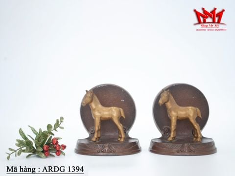  CẶP CHẶN SÁCH NHÔM ĐÚC HÌNH NGỰA  CỔ ĐIỂN (ARĐG 1394) 