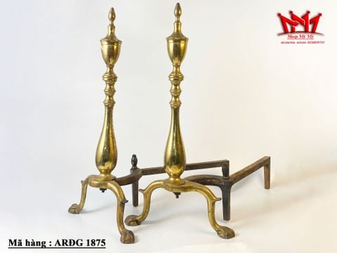  Bộ 2 giá đỡ lò sưởi bằng đồng và gang đúc thời Victoria . 
