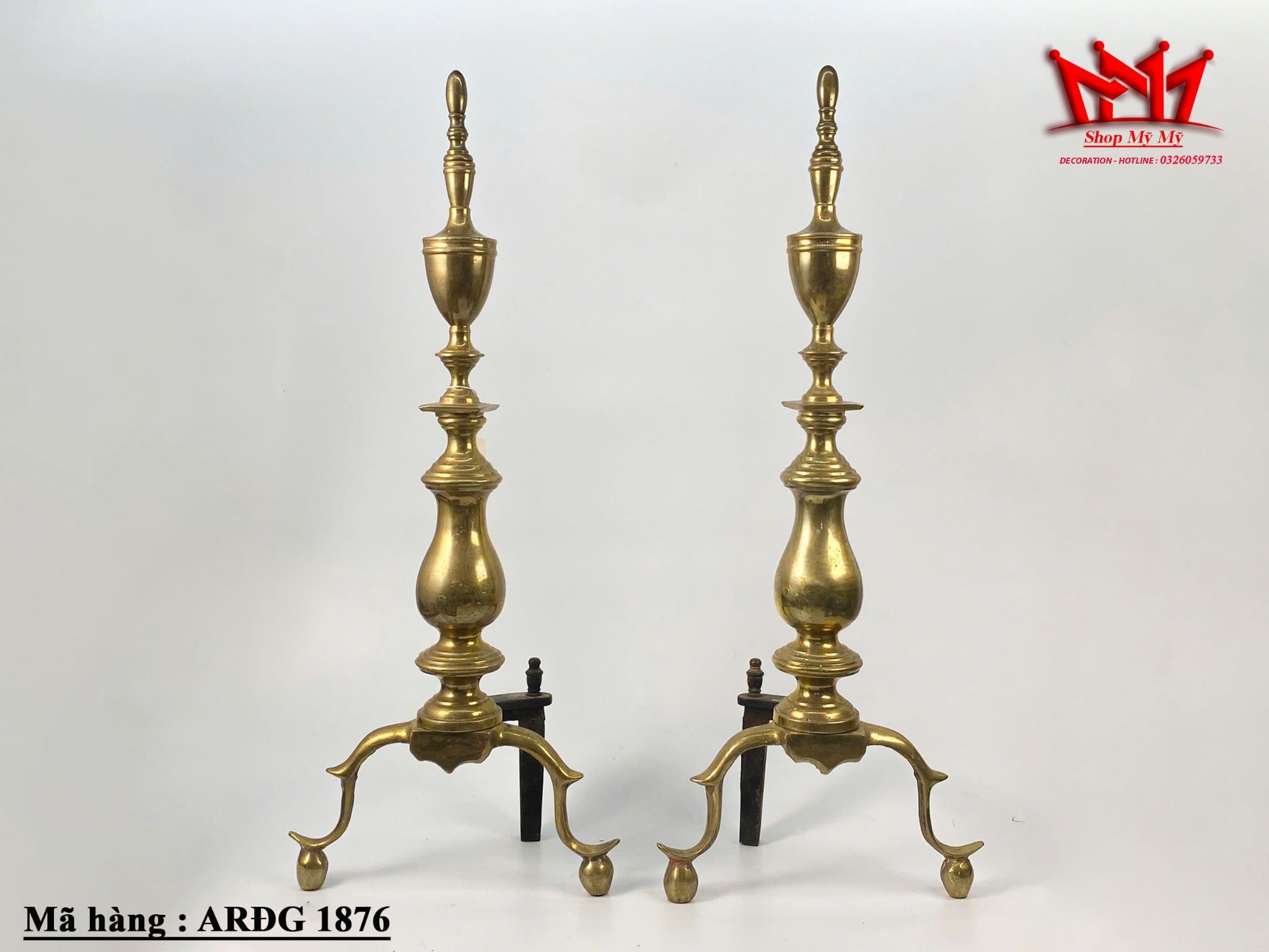 Cặp Trụ Đồng gác củi lò sưởi · Trang Trí Tân Cổ Điển ARĐG 1876
