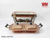 Nồi hâm buffet (chafing dish) bằng đồng đỏ hai ngăn mang phong cách cổ điển.