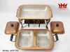 Nồi hâm buffet (chafing dish) bằng đồng đỏ hai ngăn mang phong cách cổ điển.
