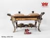 Nồi hâm buffet (chafing dish) bằng đồng đỏ hai ngăn mang phong cách cổ điển.