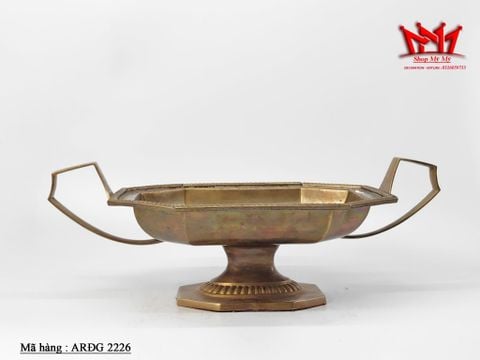  KHAY ĐỒNG HAI QUAI DÁNG THUYỀN LỤC GIÁC ARĐG 2226 