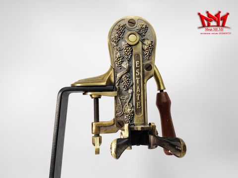  Dụng cụ mở nắp chai rượu vang bằng đồng thau trang trí để bàn đế gỗ 