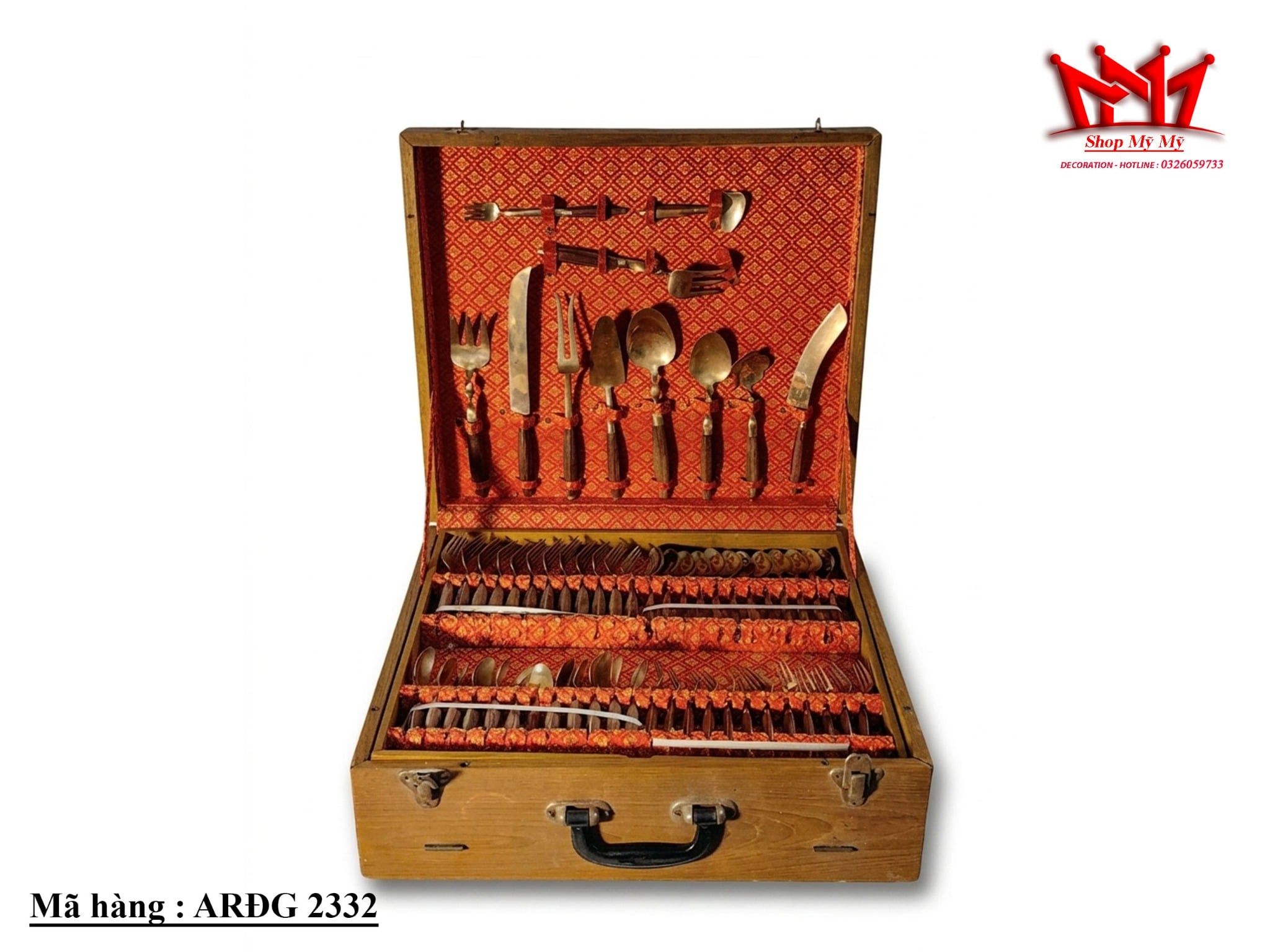 Bộ Hộp dao nĩa 3 tầng Flatware Đồng Cổ Điển 180 Món