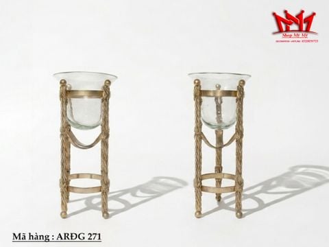  SỰ GIAO THOA TINH TẾ – CẶP DECOR THỦY TINH KHUNG KIM LOẠI MẠ ĐỒNG 