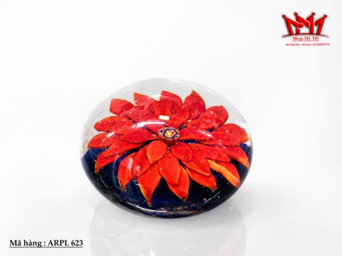  QUẢ CẦU CHẶN GIẤY THỦY TINH HOA ĐĂNG ĐỎ – NĂNG LƯỢNG MAY MẮN 