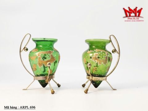  CẶP BÌNH THỦY TINH VẼ VÀNG CỔ ĐIỂN 