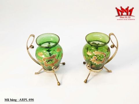  CẶP BÌNH THỦY TINH VẼ VÀNG CỔ ĐIỂN 