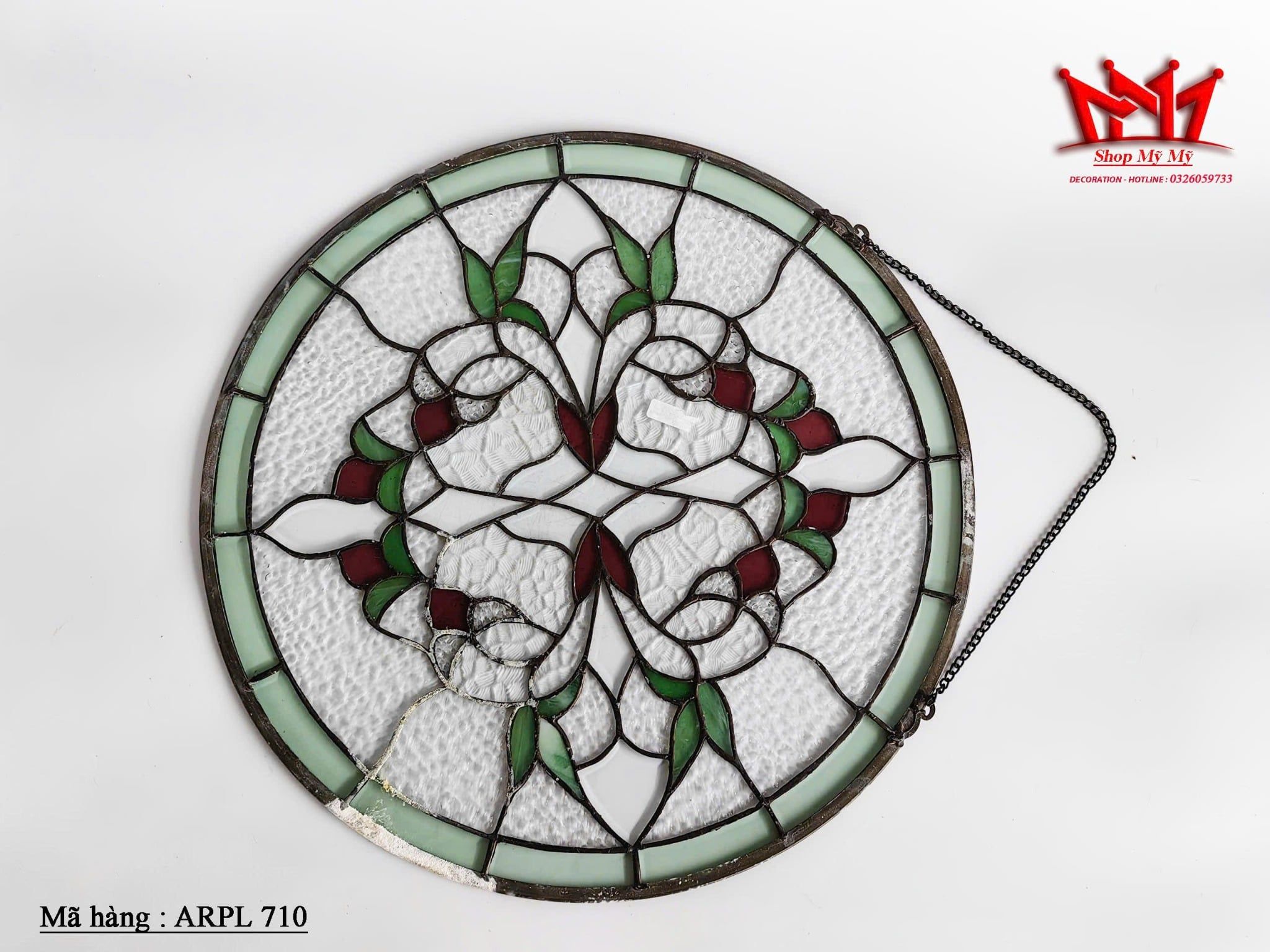 Tấm tranh kính màu ghép nẹp đồng (stained glass panel) nghệ thuật