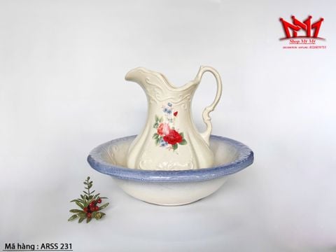  Bộ chậu nước xưa bằng gốm sứ cổ điển của Anh. 