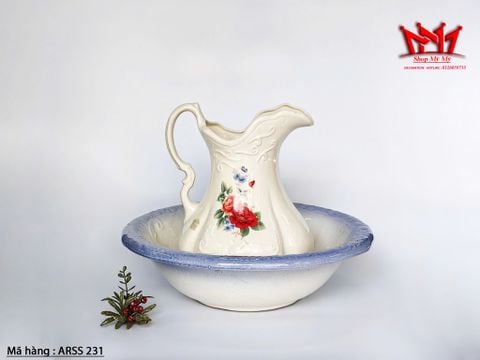  Bộ chậu nước xưa bằng gốm sứ cổ điển của Anh. 