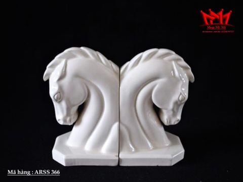  CẶP CHẶN SÁCH SÀNH SỨ HÌNH ĐẦU NGỰA BẠCH SANG TRỌNG (ARSS 365 ) 