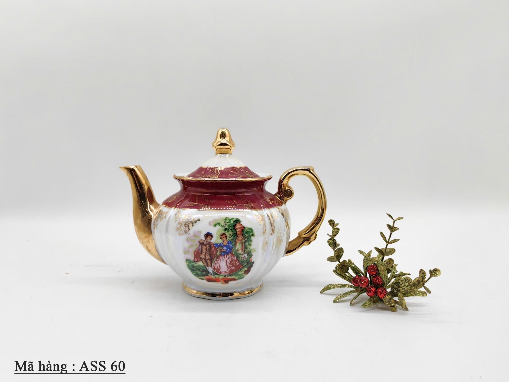 Ấm trà viền vàng thiết kế theo phong cách Chekoslovakian bằng sứ Imperial Fine