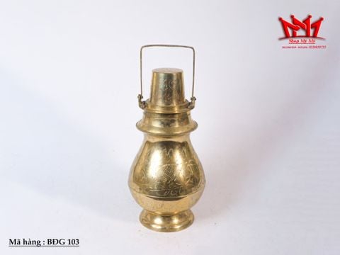  Bình Đồng Cổ Có Quai Xách Khắc Hoa Văn Cao 29.5cm - Mã BĐG 103 