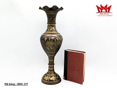  Bình Hoa Bằng Đồng Chạm Khắc Hoa Văn Cao 50cm (Xuất Xứ Ấn Độ) - Mã BĐG 237 