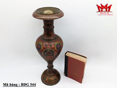  Bình đồng được làm thủ công bằng đồng thau Ấn Độ với chi tiết sơn màu và khắc tay 