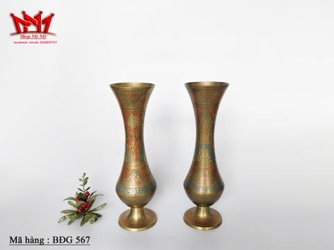  Cặp Bình Hoa Đồng Ấn Độ – Nghệ Thuật Thủ Công Tinh Tế 