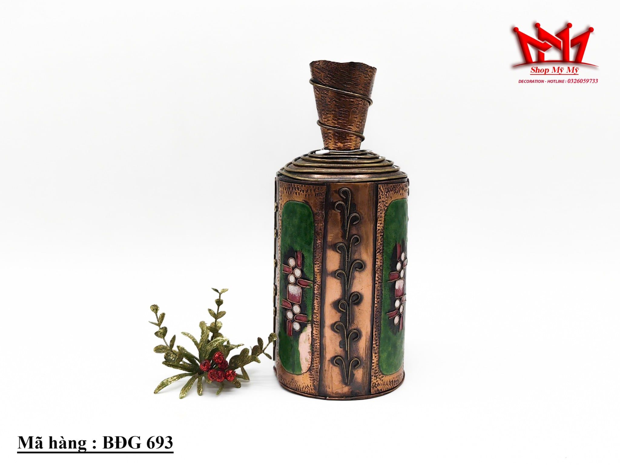 BÌNH ĐỒNG DECOR MÀU ĐỒNG ĐỎ BĐG 693 - NGHỆ THUẬT PHONG CÁCH CHÂU ÂU