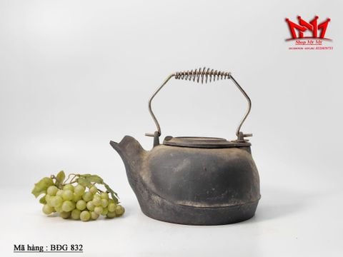  Ấm đun nước bằng gang cổ, kiểu dáng truyền thống, thích hợp cho nhà gỗ, cắm trại, cỡ lớn. 