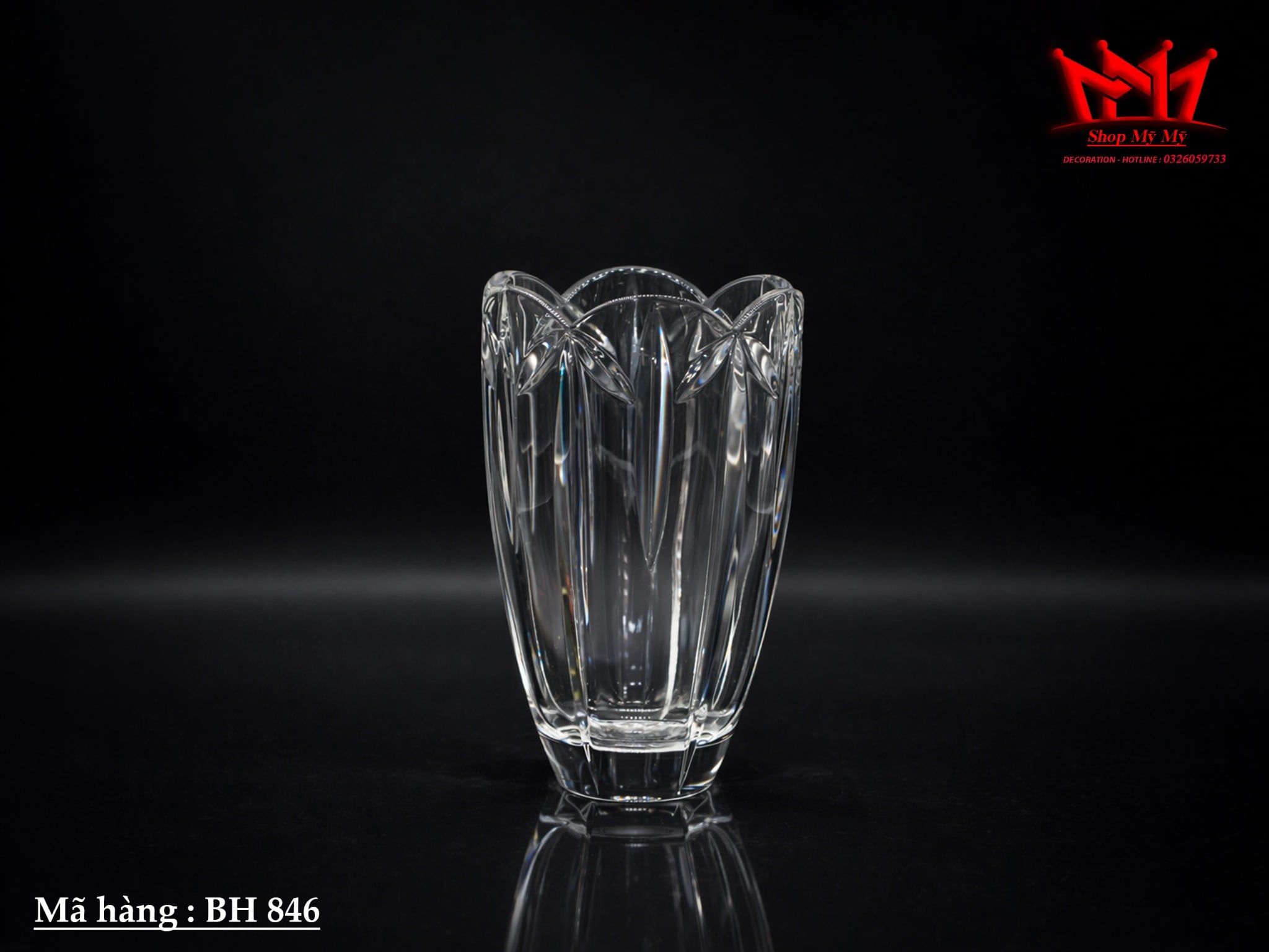 BÌNH HOA PHA LÊ MIỆNG LƯỢN SÓNG CÁNH HOA (BH 846)