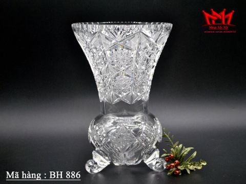  Bình hoa pha lê 3 chân chạm khắc hoa phong cách Bohemian cổ điển của CH Séc. 