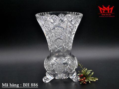  Bình hoa pha lê 3 chân chạm khắc hoa phong cách Bohemian cổ điển của CH Séc. 