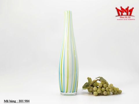  BÌNH THỦY TINH NGHỆ THUẬT CỔ CONG HỌA TIẾT SỌC MÀU THỔI THỦ CÔNG 