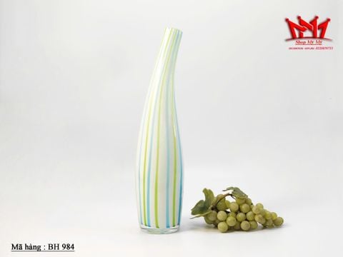  BÌNH THỦY TINH NGHỆ THUẬT CỔ CONG HỌA TIẾT SỌC MÀU THỔI THỦ CÔNG 