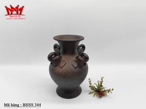  Bình gốm hình đầu 4 con voi . 