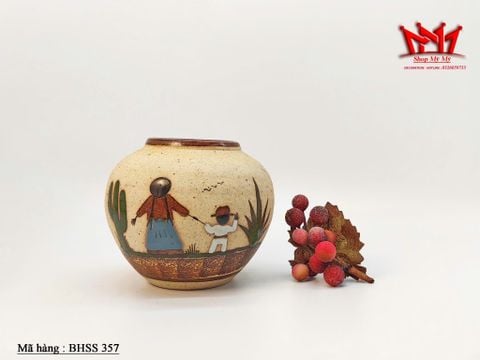  Bình hoa bằng gốm thủ công hình mẹ và con 