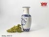 bình hoa sứ men xanh trắng hoạ tiết hình cành hoa và con công