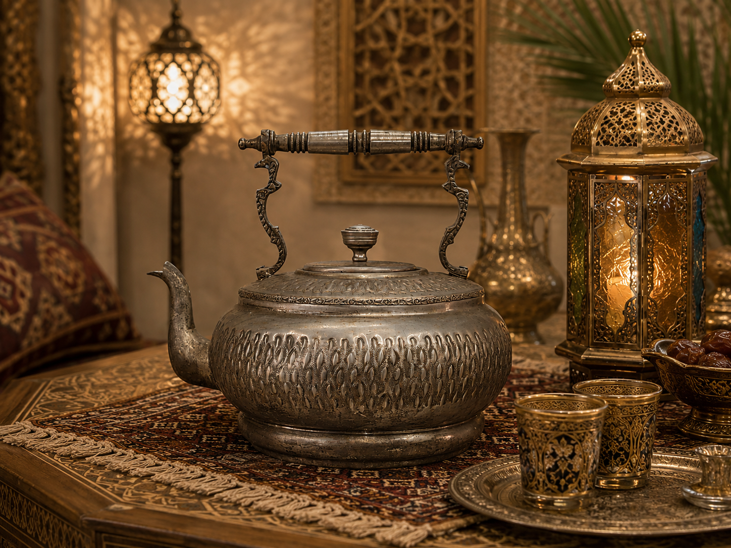 ẤM ĐỒNG KIỂU CỔ TRUNG ĐÔNG VINTAGE – KIỆT TÁC CHẠM KHẮC HUYỀN BÍ VÀ SANG TRỌNG