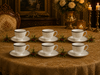 Bộ 6 set tách trà Wedgwood CELESTIAL Platinum England 1759 . Bone China.