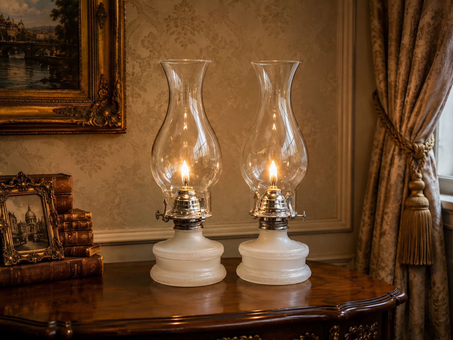 ĐÈN DẦU THỦY TINH CỔ ĐIỂN (ĐÈN ĐỂ BÀN & DECOR VINTAGE)