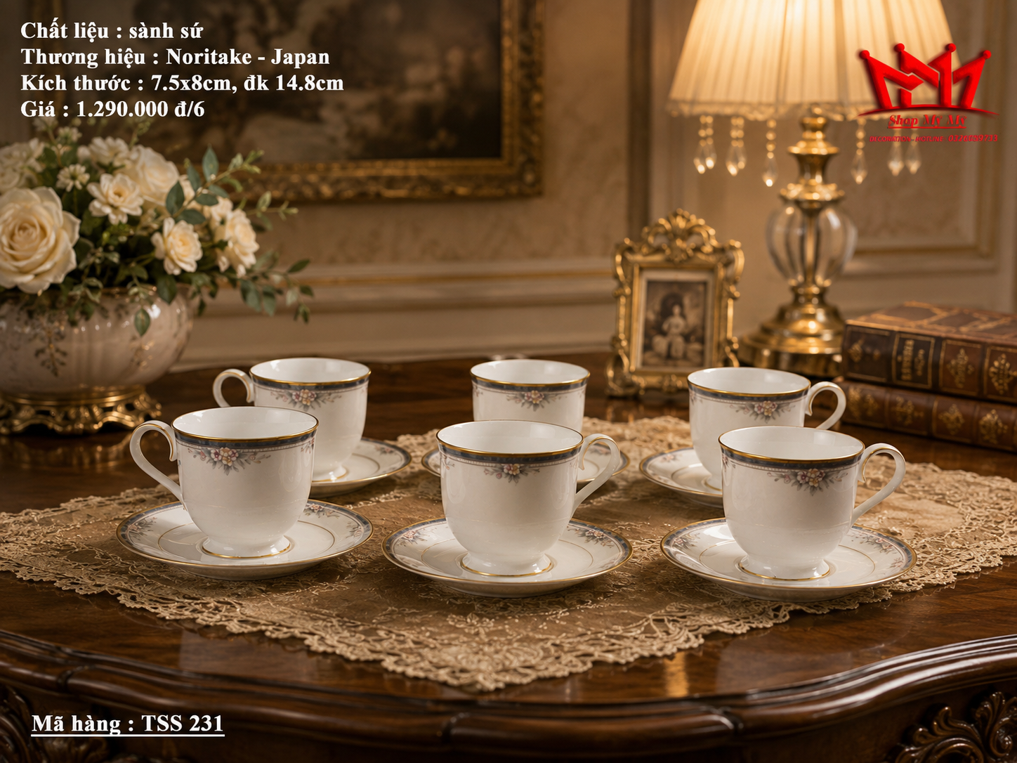 Bộ 6 tách sứ Noritake Nhật Bản (mã hàng TSS 231)