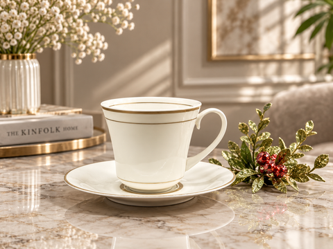  Bộ Tách Đĩa Sứ Cao Cấp The Heirloom Viền Vàng Sang Trọng (Mã: TSS 98) 