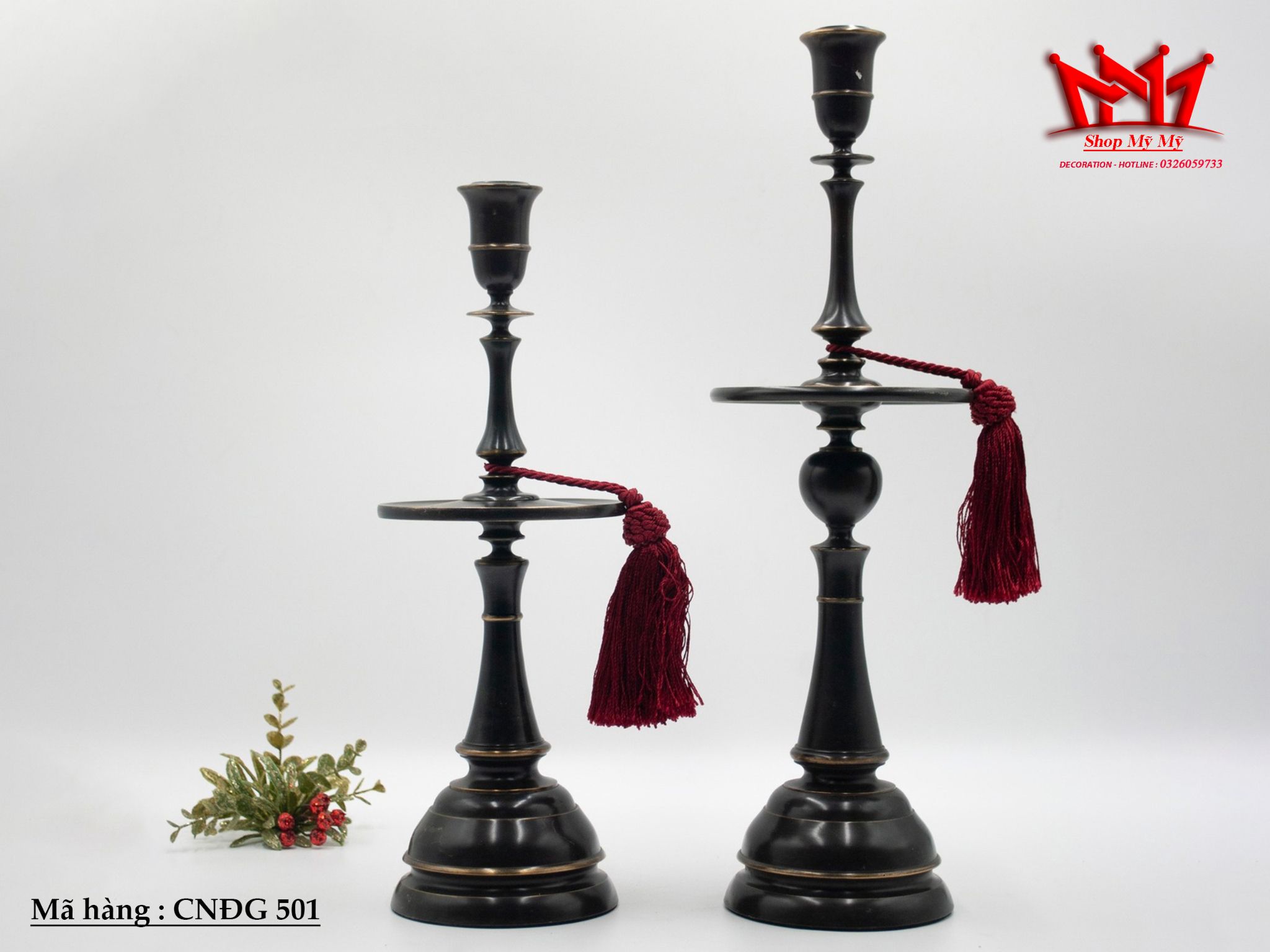 CẶP CHÂN NẾN ĐỒNG MÀU ĐEN HUYỀN BÍ - MÃ CNĐG 501