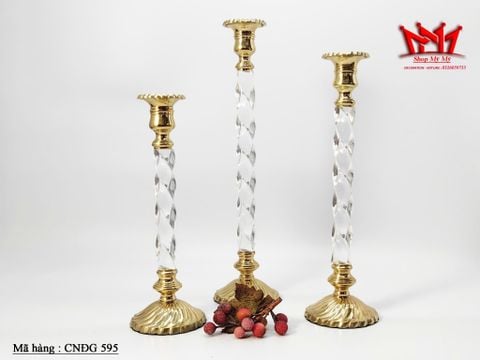  BỘ 3 CHÂN NẾN ĐỒNG THÂN TRONG SUỐT CAO CẤP - MÃ CNĐG 595 